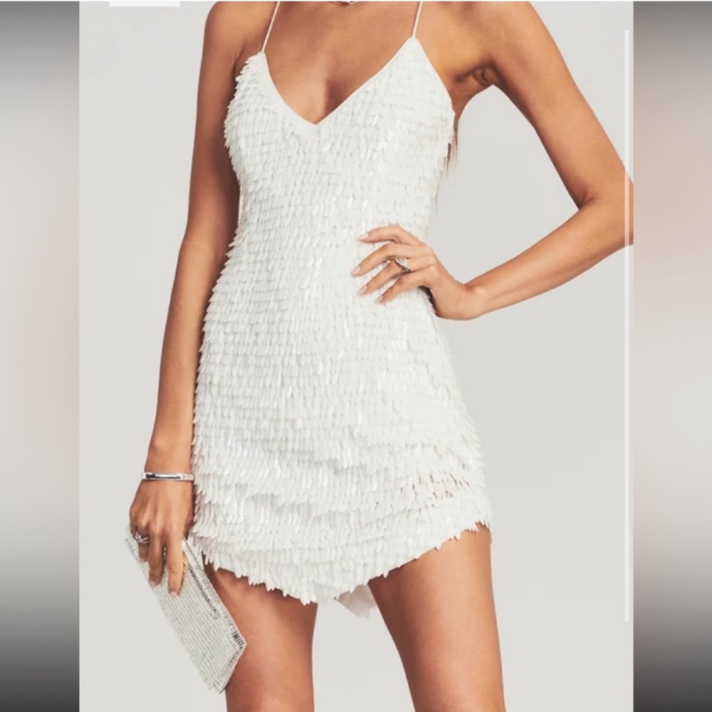 Retrofete Sirena Feather Sequin Dress